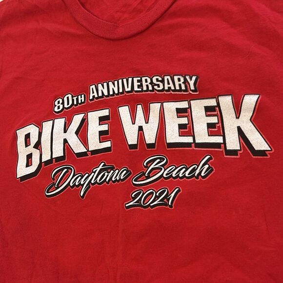 Royal Apparel Women's Red 80th Anniversary Bike Week Daytona Beach 2021 T-Shirt - Picture 2 of 7
